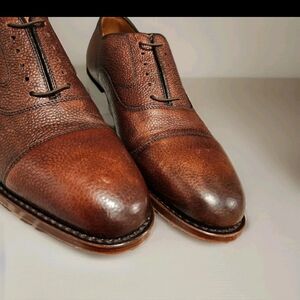 Johnston & Murphy Melton Brown Leather Cap Dress Size US 9D Interview Executive